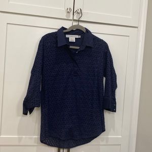 Navy blue eyelet Gretchen Scott shirt